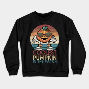 Retro Coolest Pumpkin In The Patch Halloween Boys Girls Men Crewneck Sweatshirt